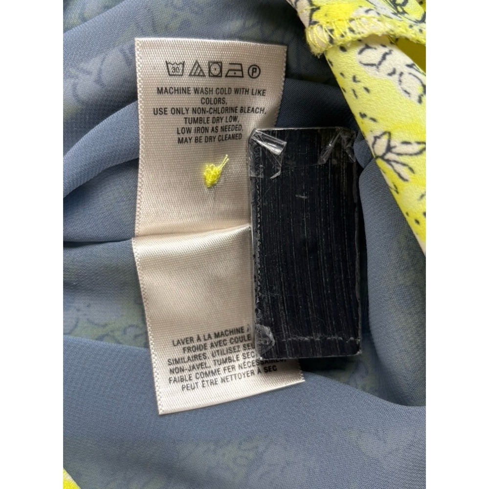 Anthro Maeve Galen Floral Dress Yellow Blue Boho Mini Sz S Pockets Sheer Coastal - Picture 5 of 16